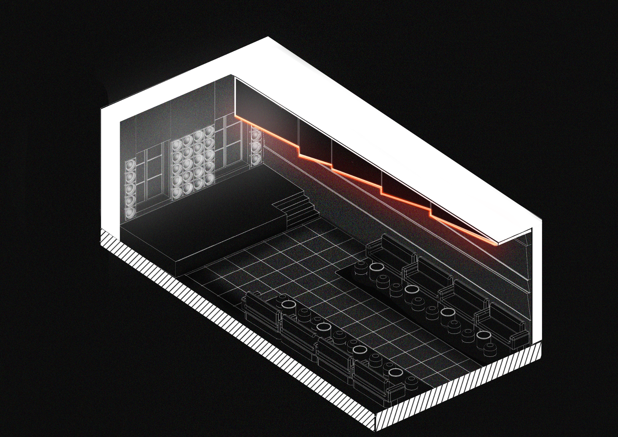 Concert room axonometry