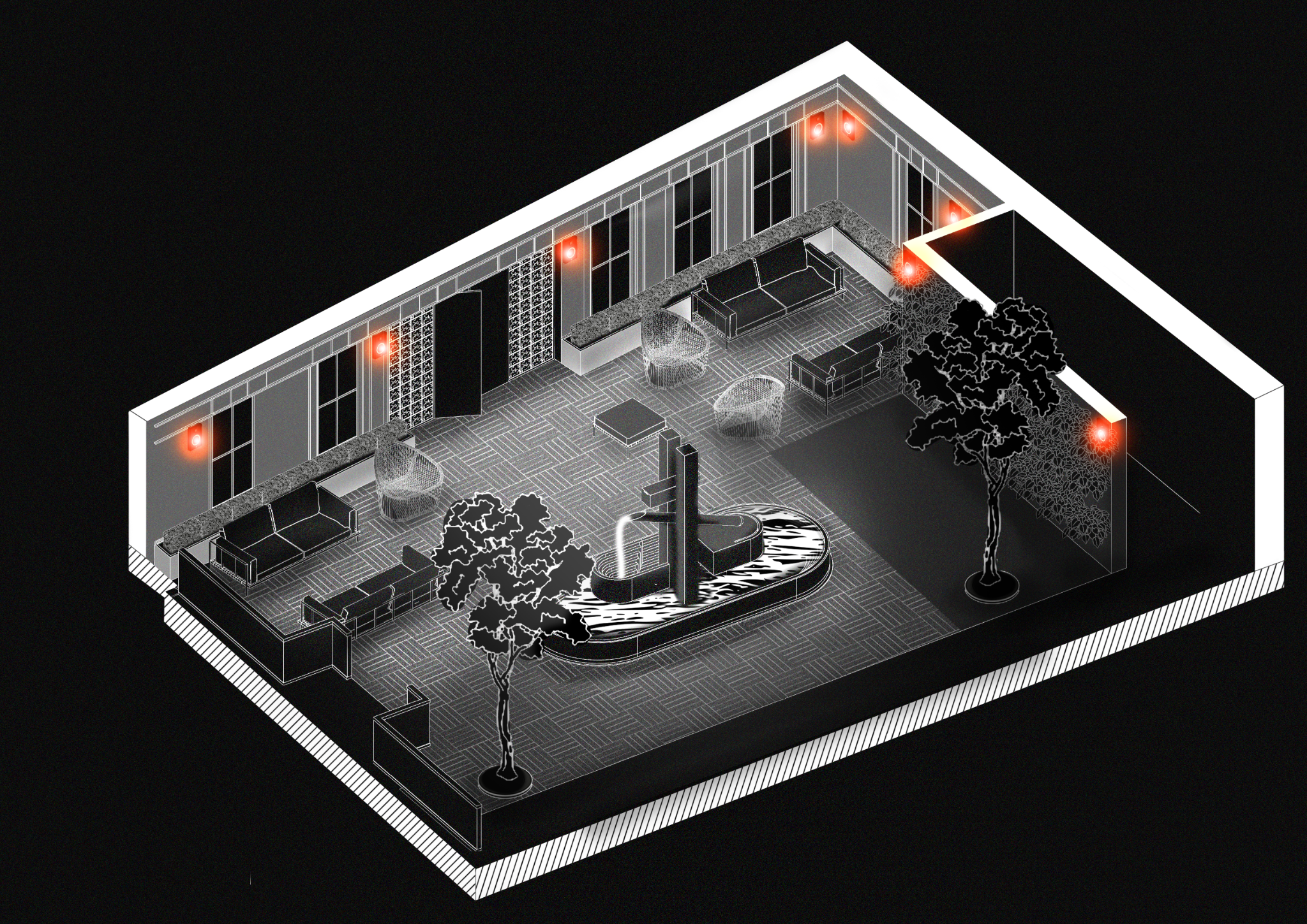 Sound fountain axonometry
