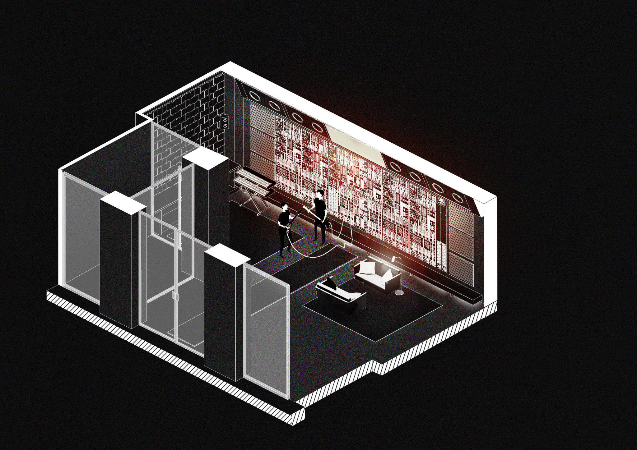 Listening room axonometry