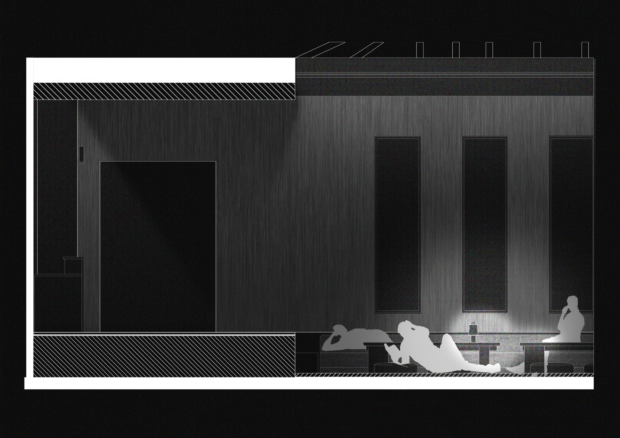Coupe de la fosse du lobby