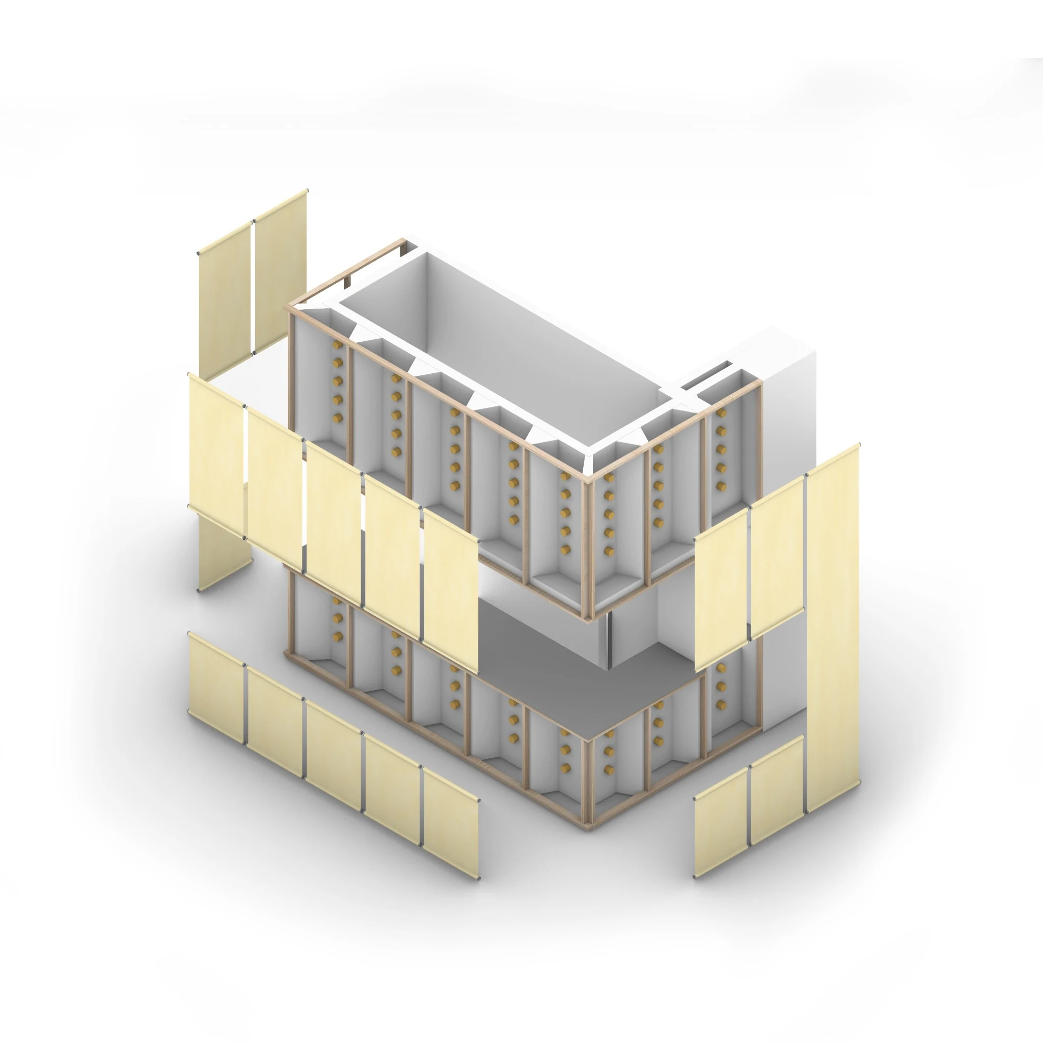 Exploded axonometric of the backlit paper counter