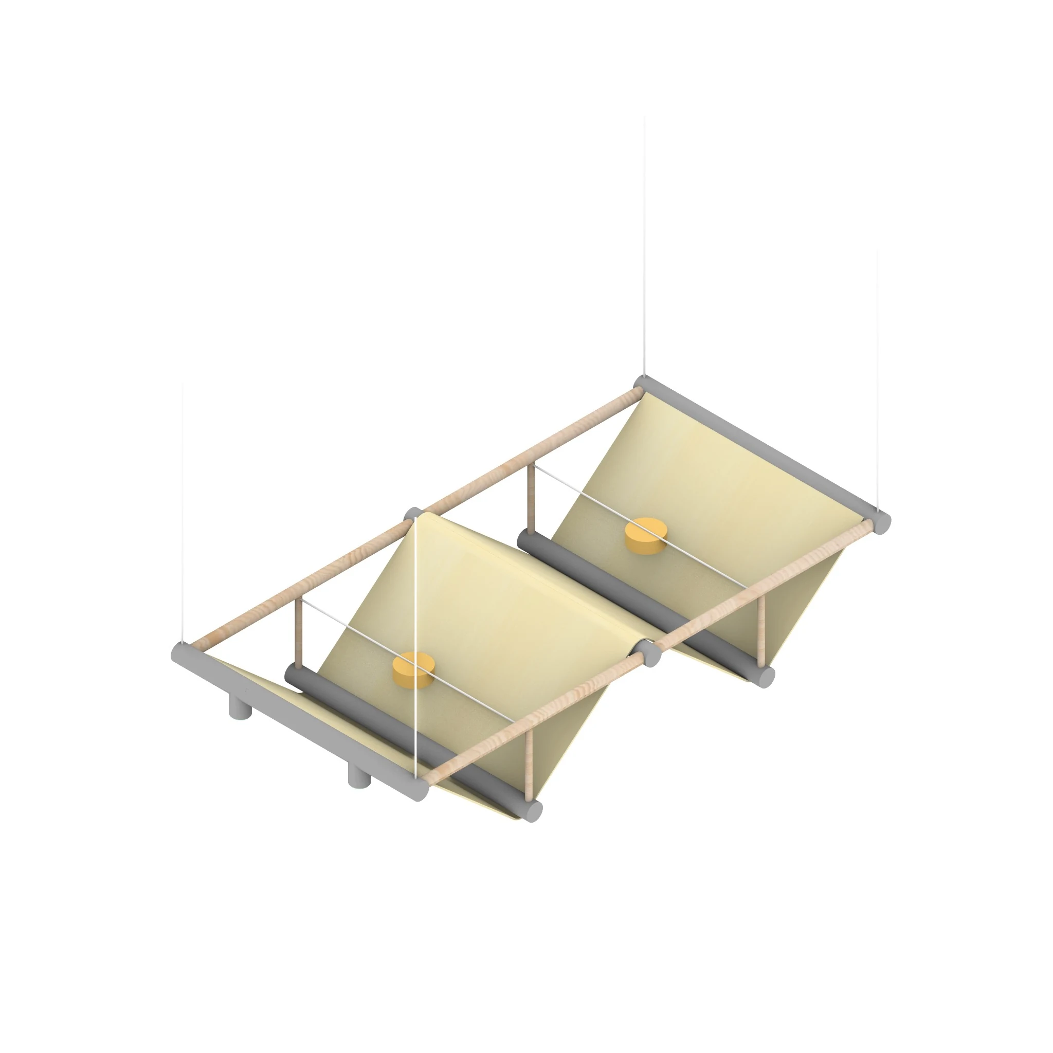 Axonometric study of the suspended paper light fixture