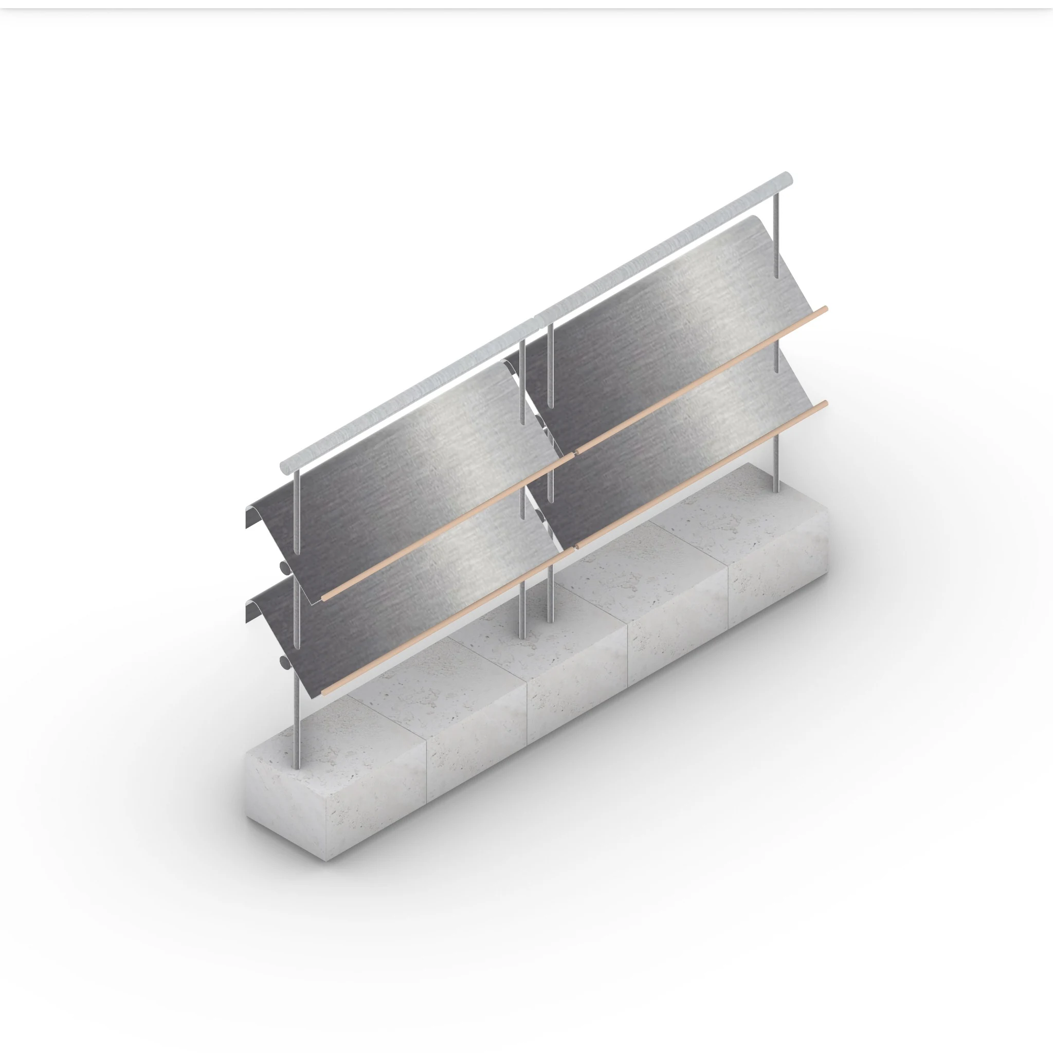 Axonometric study of the magazine display rack