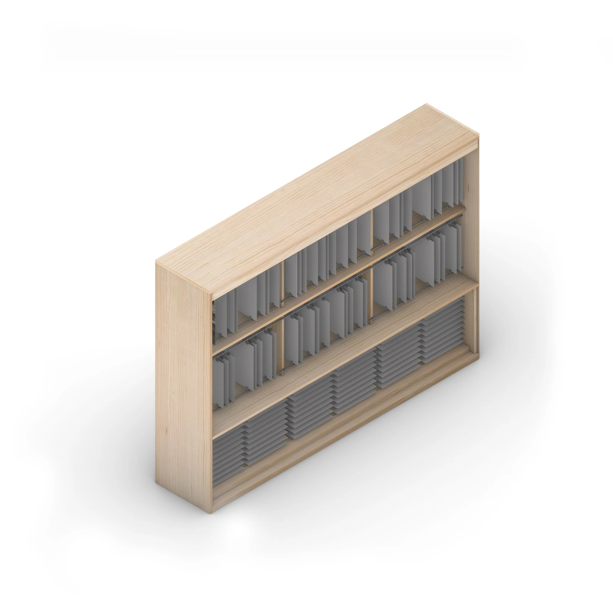 Axonometric study of a photo-book storage and display unit